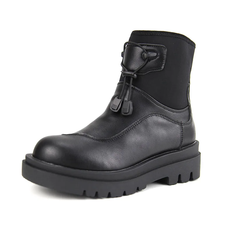 New Design Slip On Fashion Cool Sexy Elegant Warm Women Leather Shorty Snow Boot