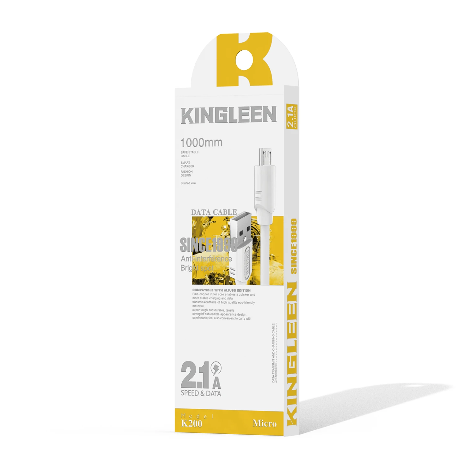 Mobile Phone Accessories USB2.0 1m USB Cable Durable TPE, Long-Lasting Using data cable KINGLEEN K200/K201/K202 OEM top selling