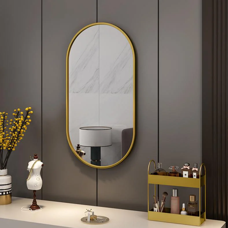 Wholesale Oval MDF Carved Decor Large Wall Mounted Gold Framed Mirrors for Livingroom