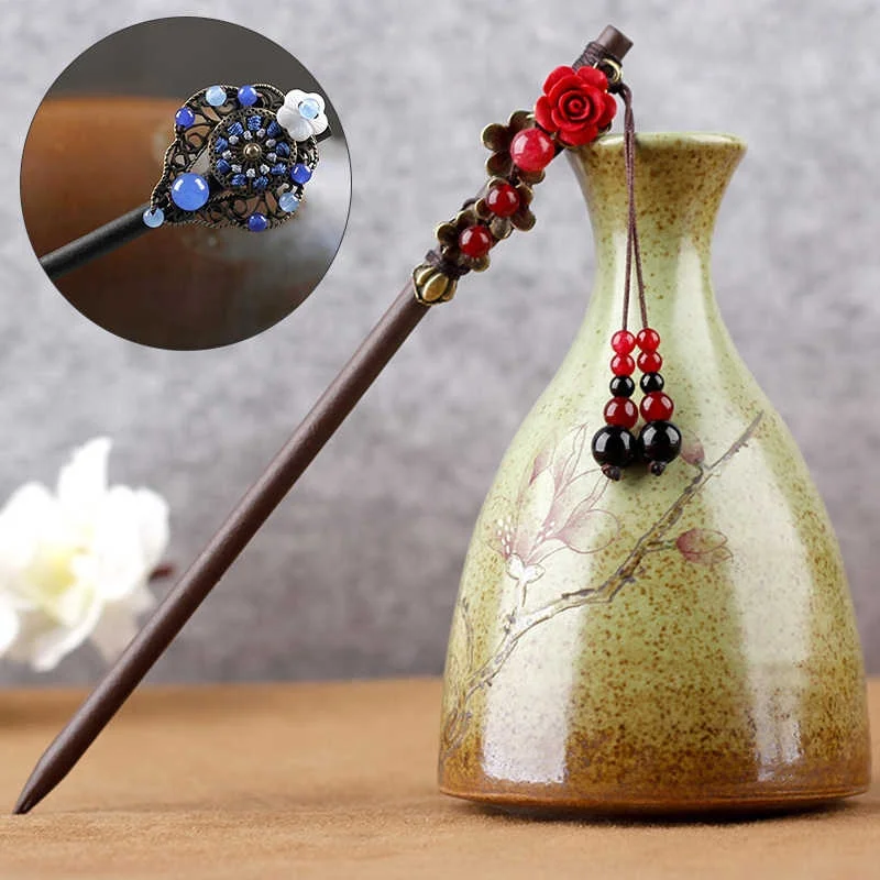Girls Ornaments Jewelry Vintage China Wood Hairpin Women Ethnic Ancient Hairpin Female Headwear Hair Stick Wind