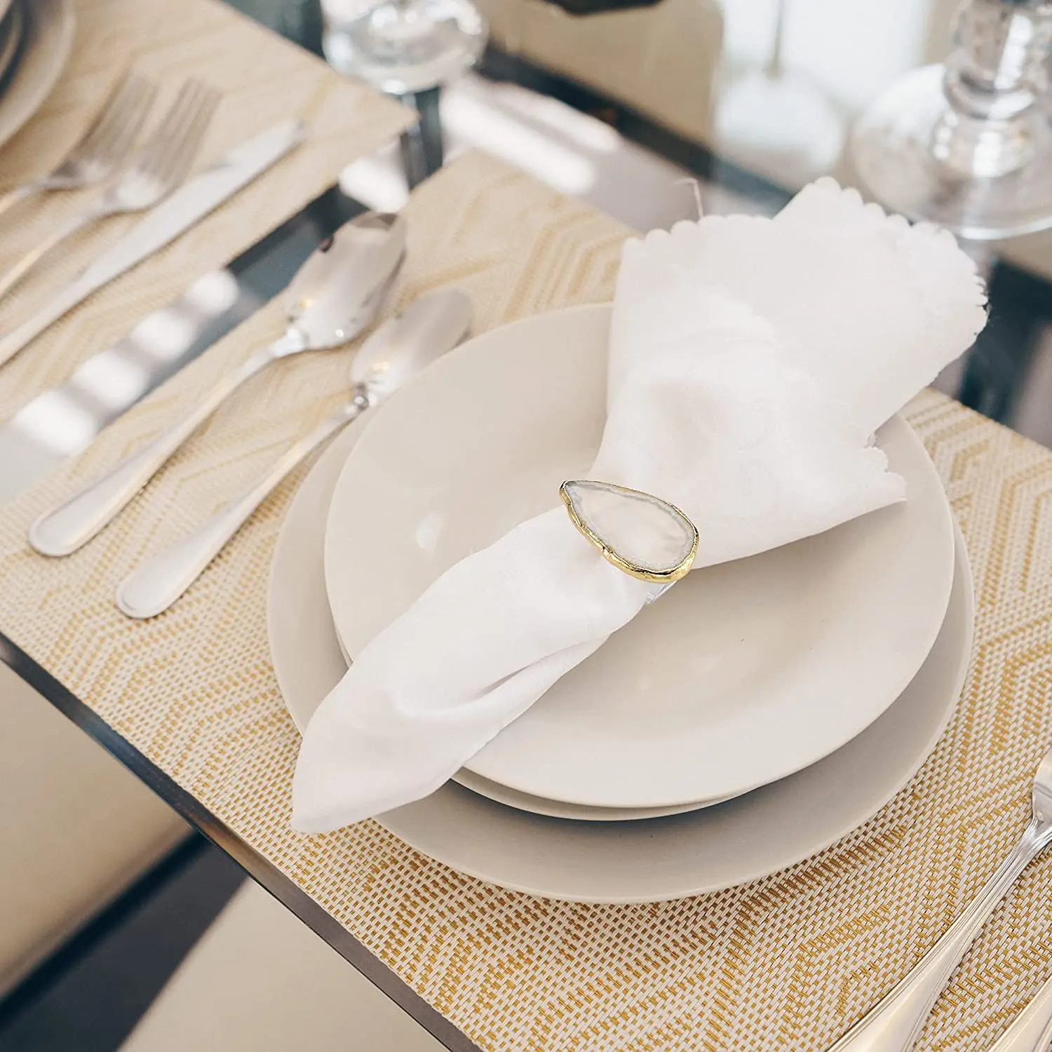 Набор украшений для обеденного стола 6 или 12 дюймов ручной работы, диаметр 2 дюйма, металлическая сетка, рождественские кольца для салфеток