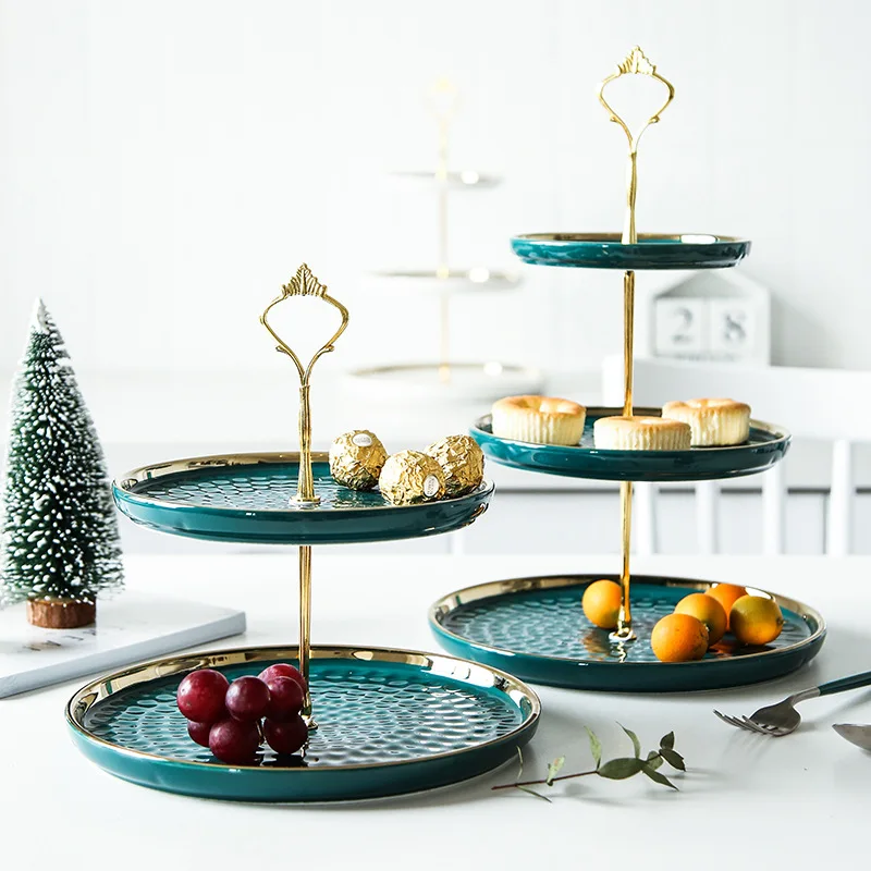 3 tier colorful ceramic plate dessert plates for wedding 2 level party plate