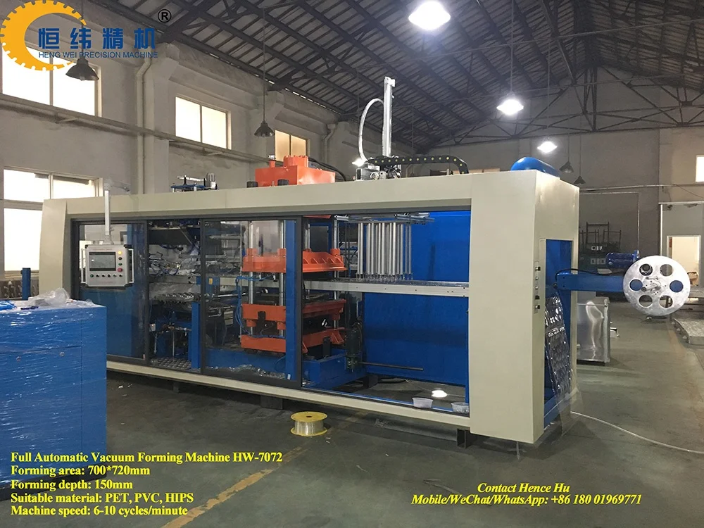 HW-7185 Full automatic vacuum forming machine with online cutting factory
