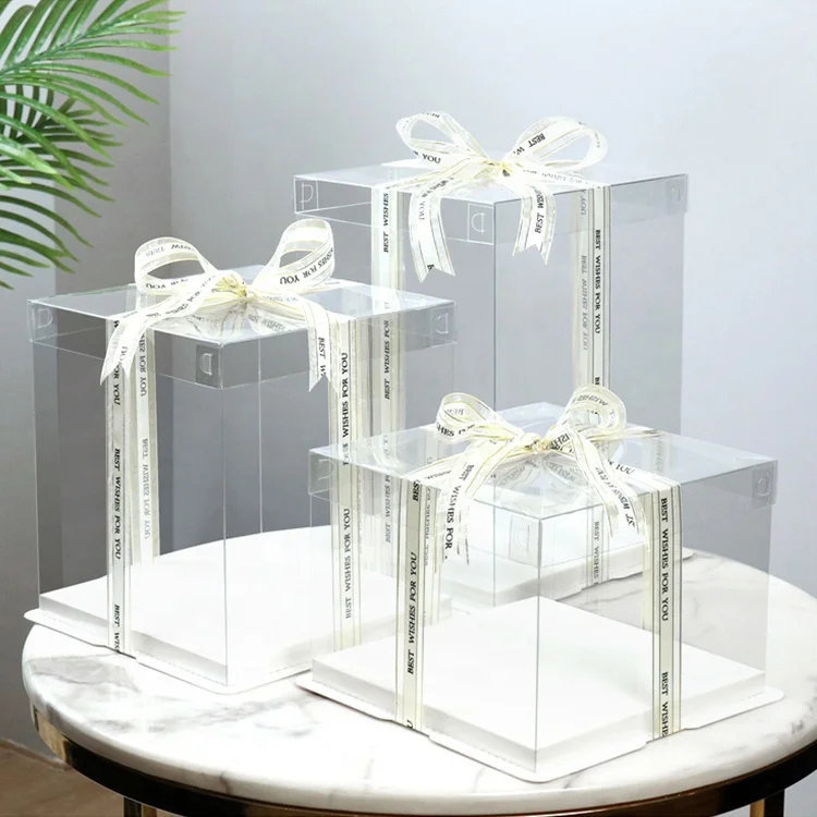Three in one Cake Boxes Single-layer Double-layer Wedding cake box transparent With Window