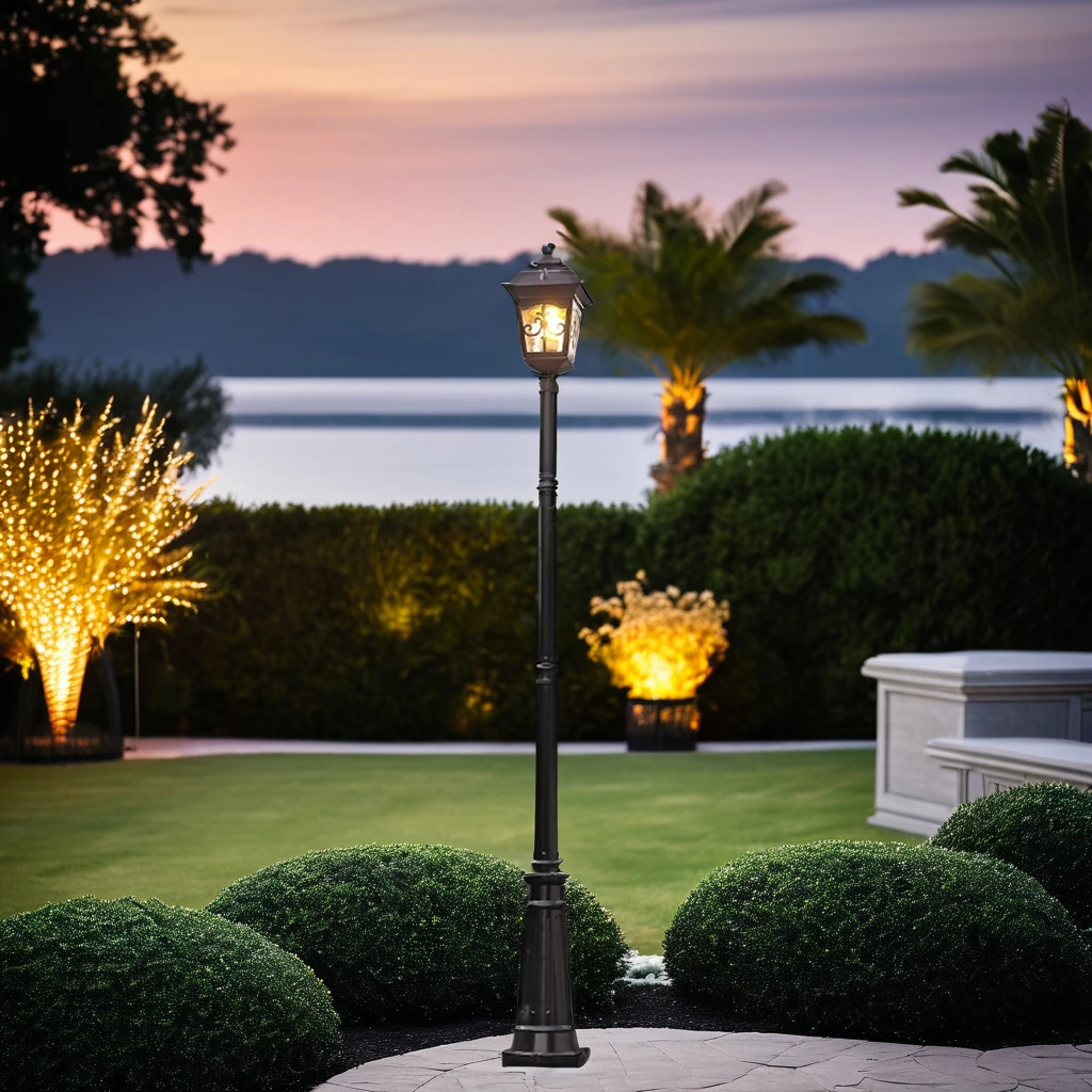 Classic European LED Post Top Lamp Vintage Antique Waterproof Street Light Garden Outdoor Post Light