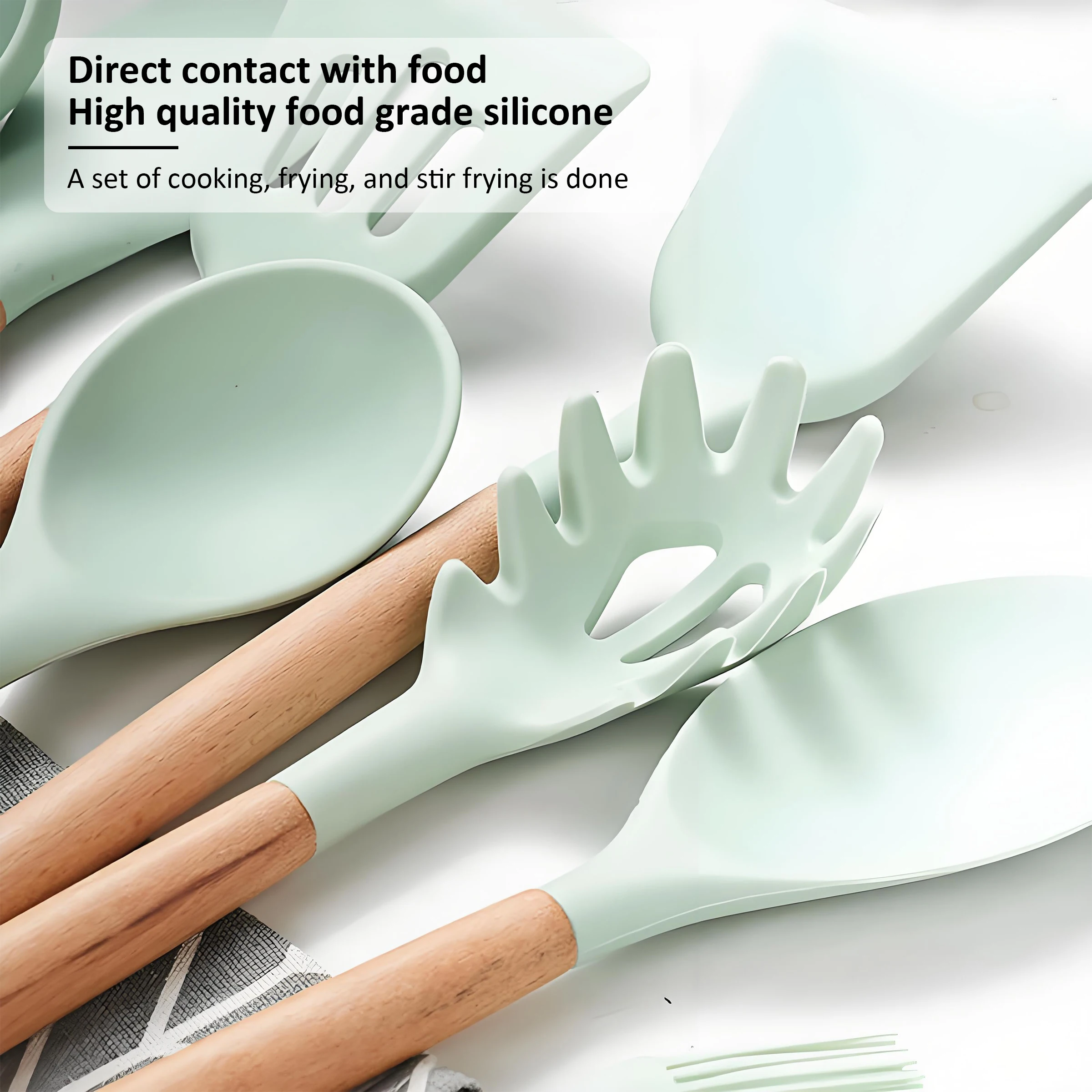 Kitchen Utensils Set-12 Pieces Silicone Cooking Utensils Set Heat Resistant Spatula Set, Nonstick Cookware