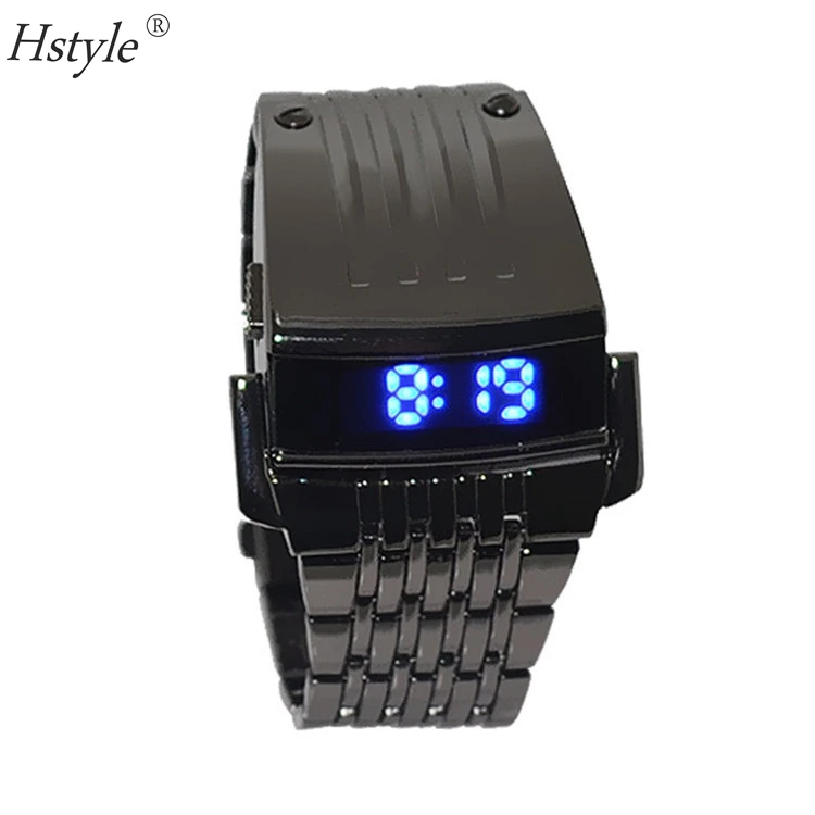 Men Iron Man Super Hero Blue LED Digital  Military Wrist Watches Black WP015