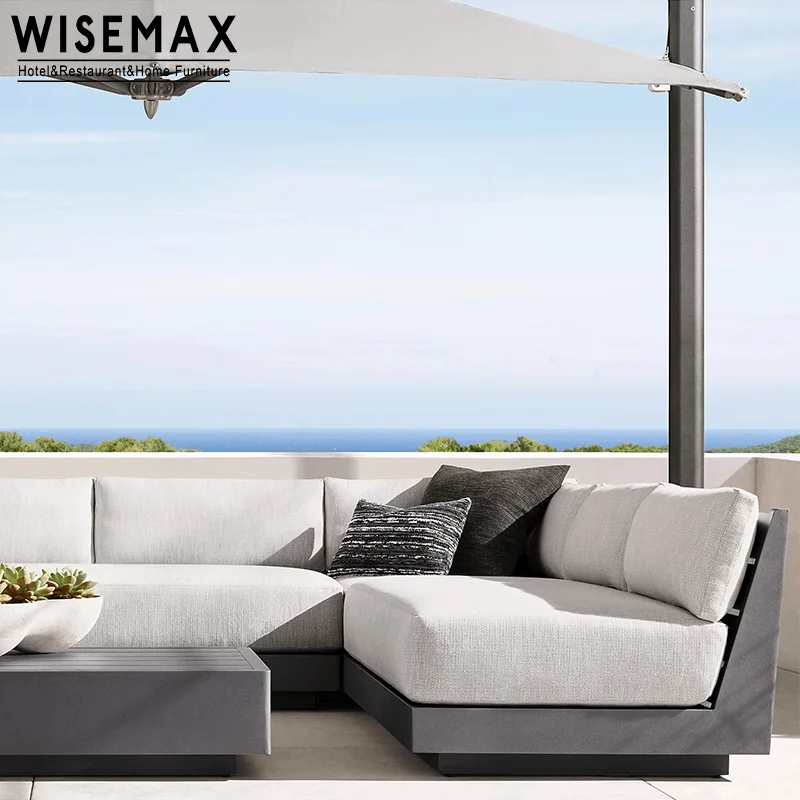 WISEMAX FURNITURE Nordic outdoor lounge chair table aluminum furniture set patio coffee table fast dry fabric cushion chairs