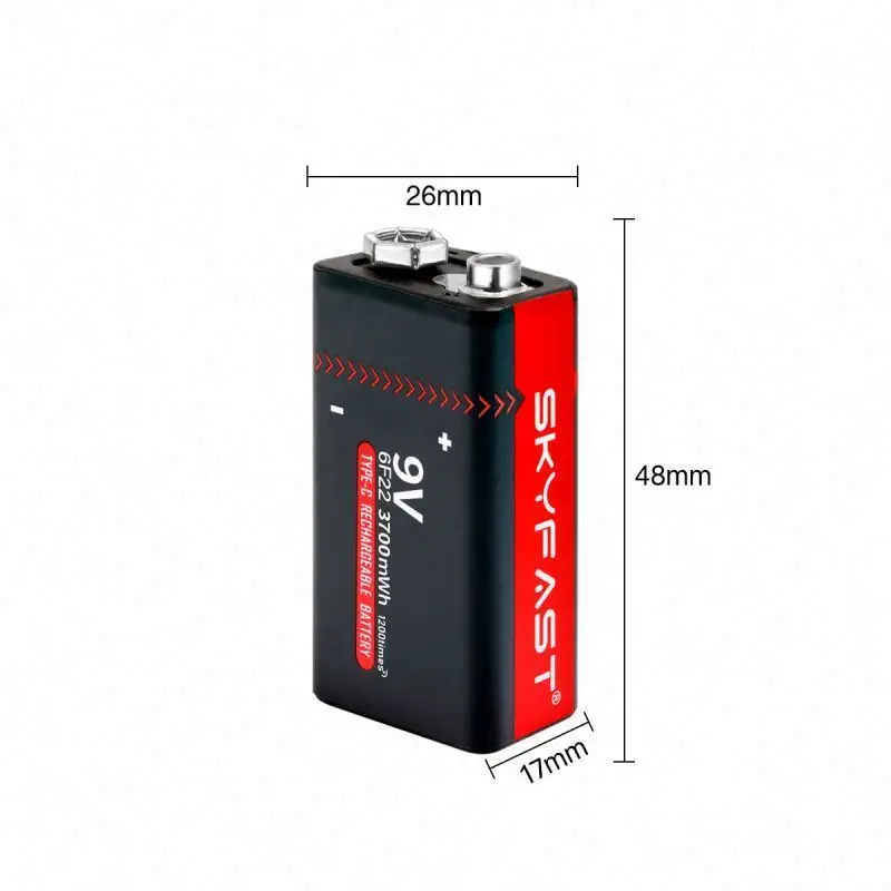 Аккумуляторная батарея SKYFAST 800mah type-c 9 В 1 шт. литиевая 6f22 мультиметр перезаряжаемая с зарядным кабелем usb c