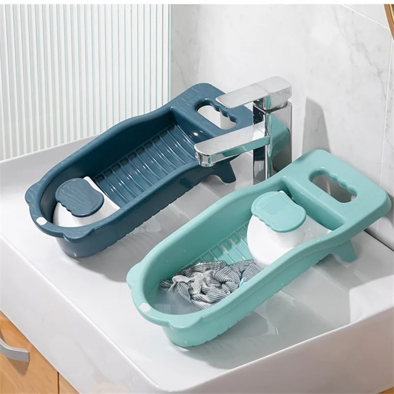 Portable Laundry Washing Board with Handle Clothes Cleaning Tools for Home Plastic Washboard with Brush