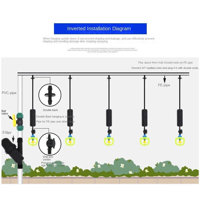 4/7 Barb Capillary Pipe Fittings Double Barbs Mountain Bracket Three-Piece Suit Accessories Agricultural Garden Water Connectors