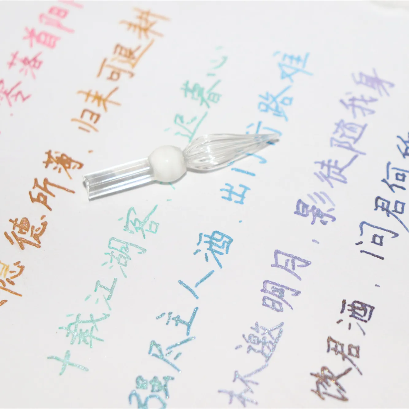 DIY Crystal Feather Pen Kits Self-assembly Glass Dip Pen Tip Woodturning Fountain Ink Pen Kit Glass Nib