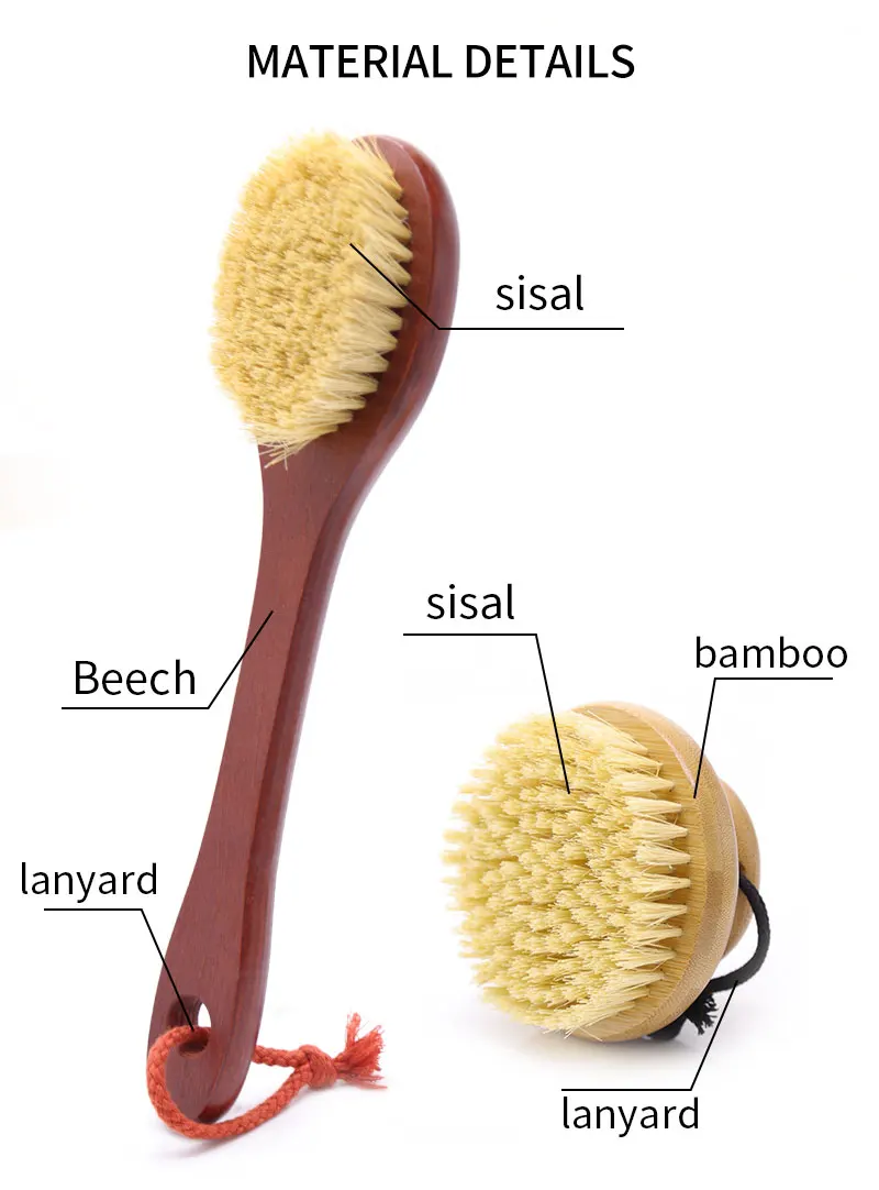 new styles back bath scrubber brush set eco friendly long handle bamboo shower brush with soft sisal bristle custom logo
