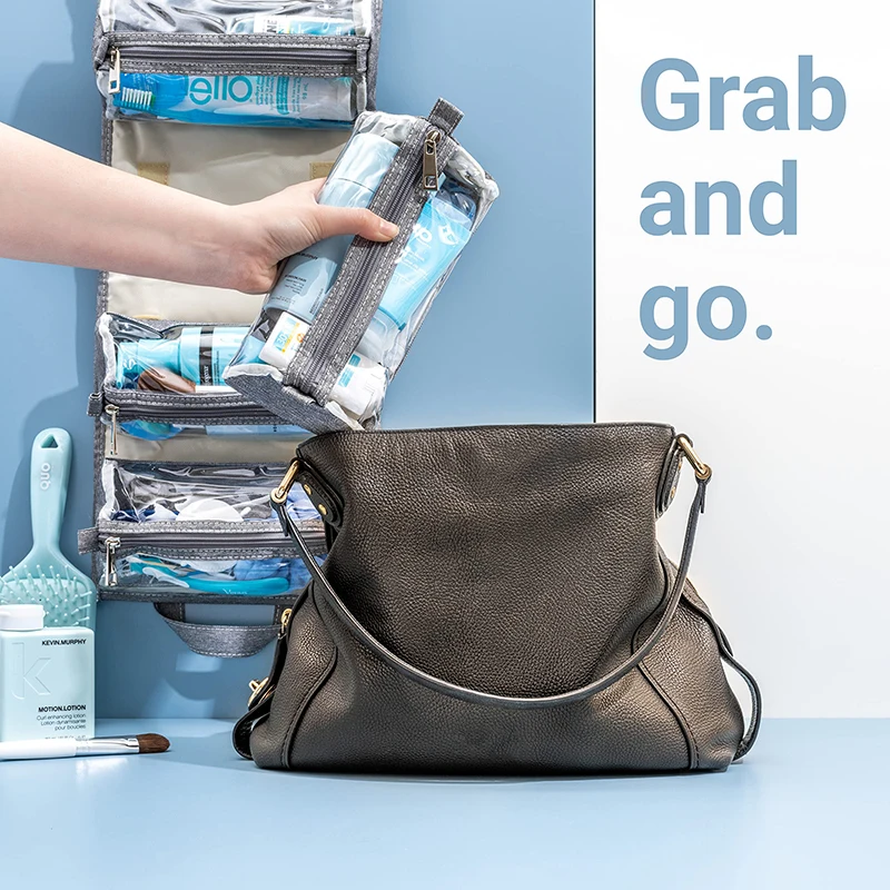 Hanging Roll Up Makeup Bag Toiletry Kit Travel Organizer 4 Removable Storage Bags Organize Cosmetics First Aid Personal Care