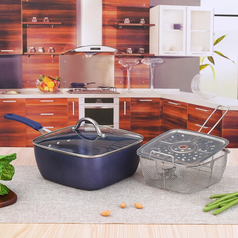 Non-stick Wok Soup Square and Round Pot and Pan Set Kitchen Steak Cake Cooking Tools Gift Cookware Set Kitchen Aluminum Carton