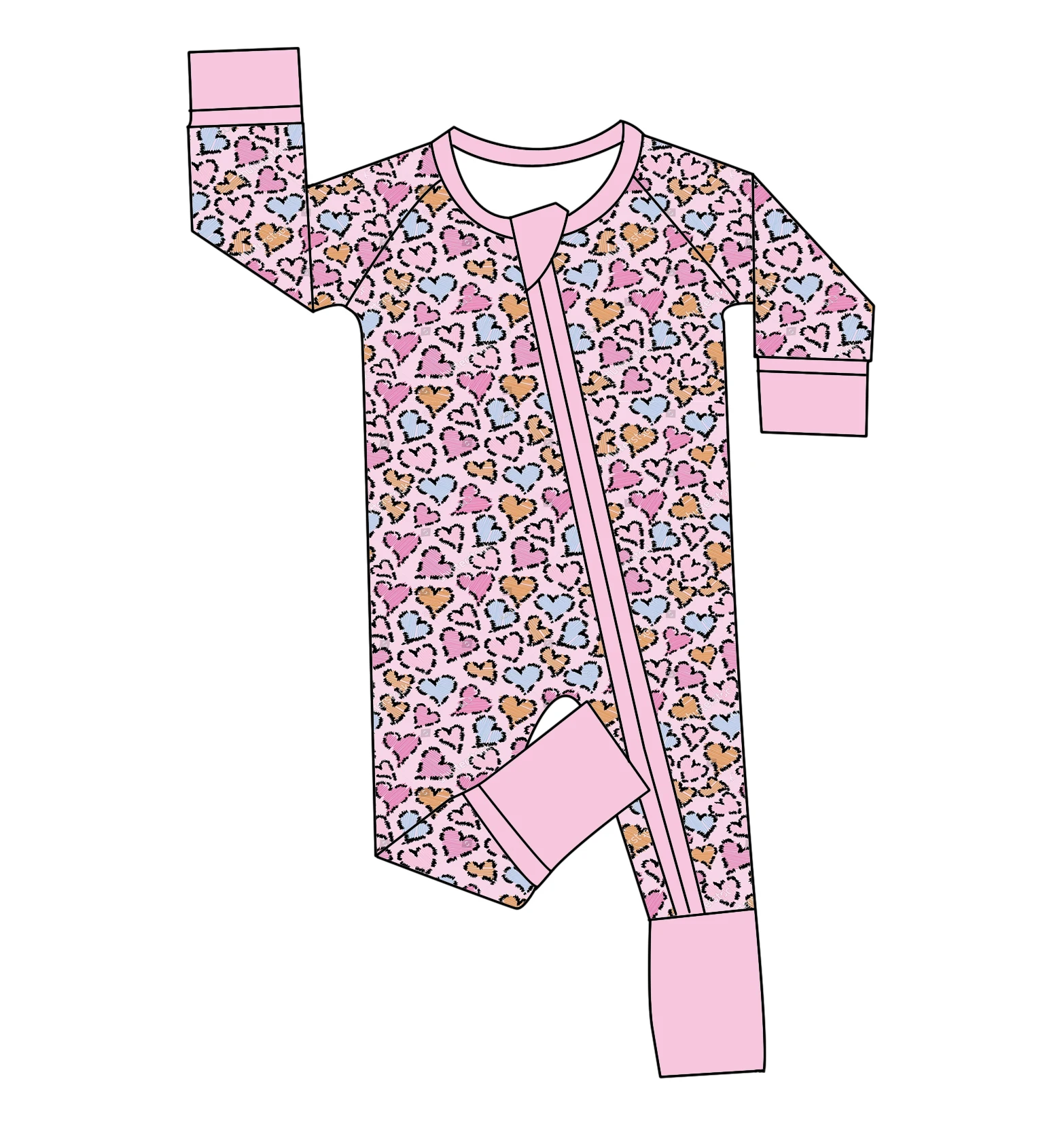 delicious cakes printed baby romper YKK zippers closure baby pajamas long sleeve toddler clothing