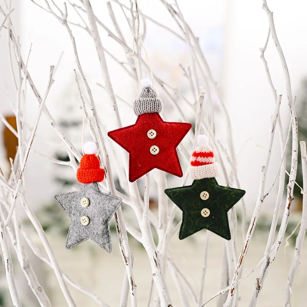 DIY Handmade 13cm Knit Wool Felt Five Pointed Star Christmas Ornament For Christmas Tree Home Festival Decoration