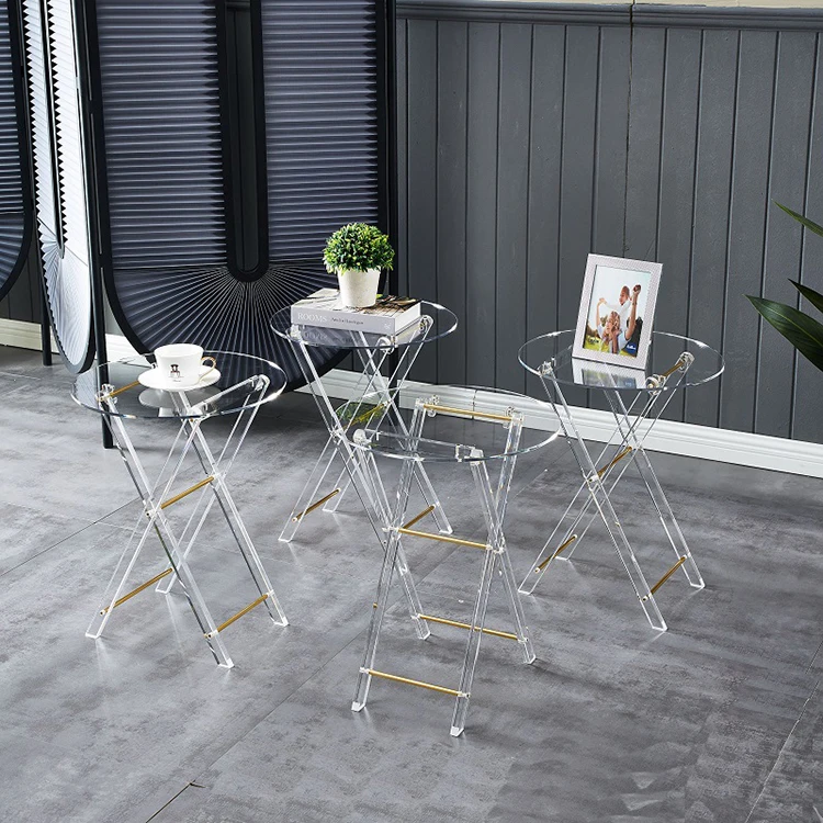 Custom Modern Pattern Foldable Round Square Acrylic Coffee Table Dining Table