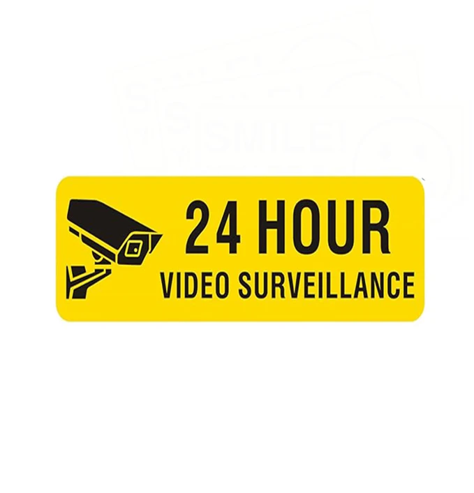 Video Surveillance Signs Outdoor Metal Reflective Warning Sign for Camera CCTV Monitoring System Yellow UV Printed Self Adhesive