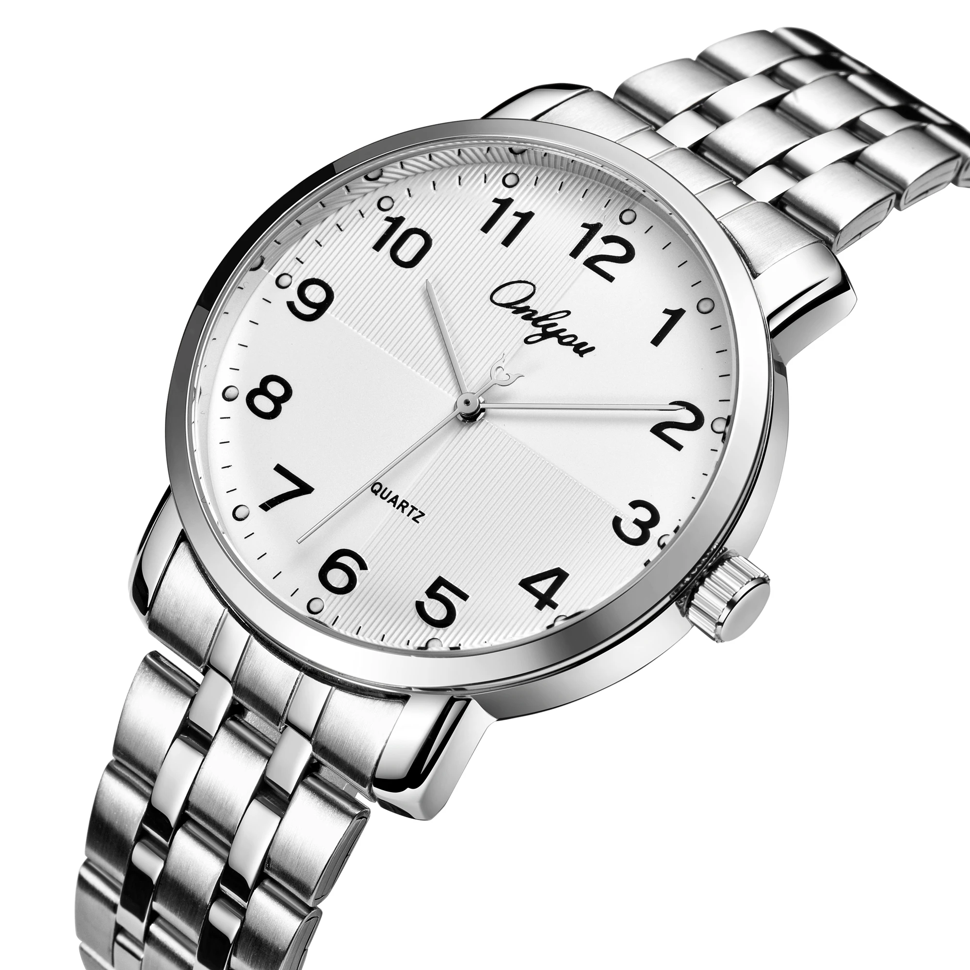 Onlyou Luxury stainless steel watch simple design hot sale products Classic Fashion Quartz Watch Men 81031