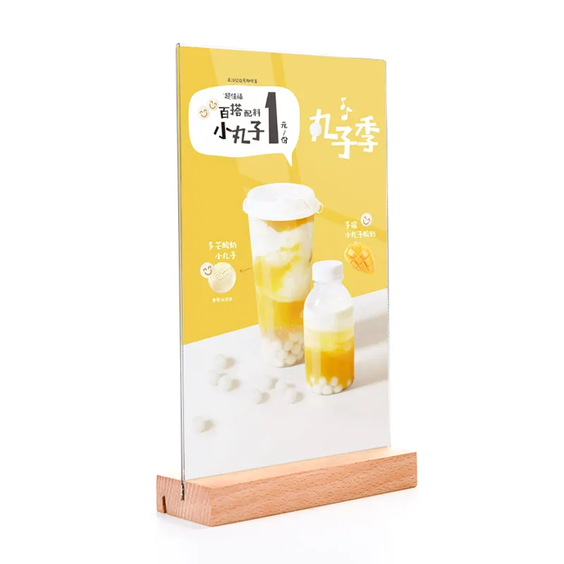T Shape Plexiglass Table Menu Sign Holder A4 A5 A6 100*200mm Acrylic Ad frame