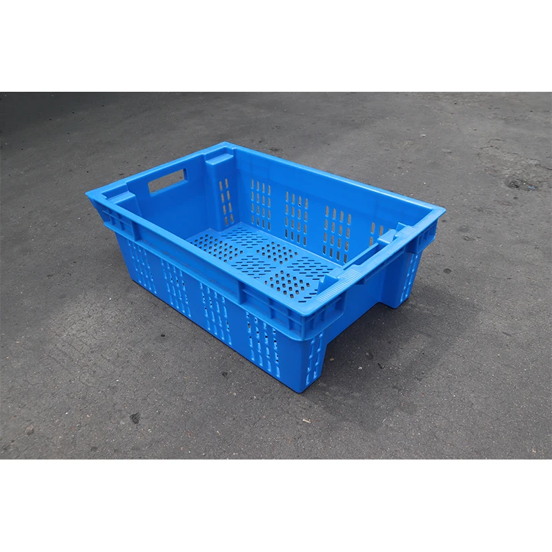 LK600-205 Heavy Duty Plastic Crate Foldable and Stackable Dislocation Box with Mesh and Solid Styles Basket Design for Storage