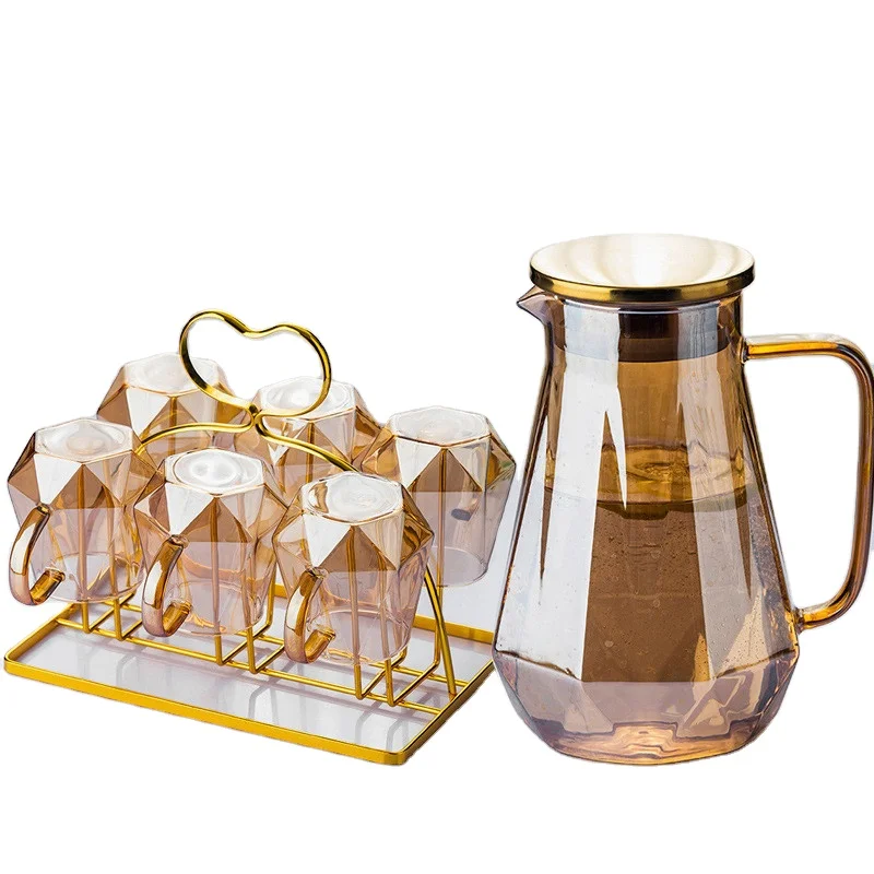 Morden style steel filter pitcher carafe en verre pour eau water jug with sleeve