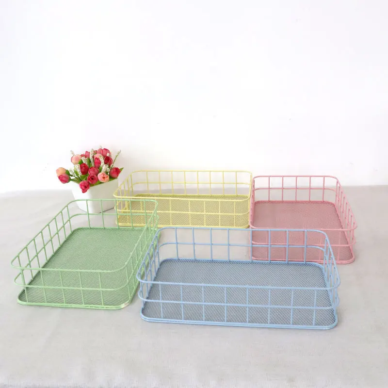 Iron Wire Basket Rectangle Metal Hot Sale Wholesale Custom Accpetive Household Storage Type White Carton Foldable Modern