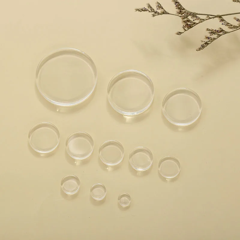 8 10 12 14 15 16 18 20 25 30 40MM Flat Tile Round Clear Glass Cabochon Transparent Cabochon Beads Covers for Blank Pendant Trays