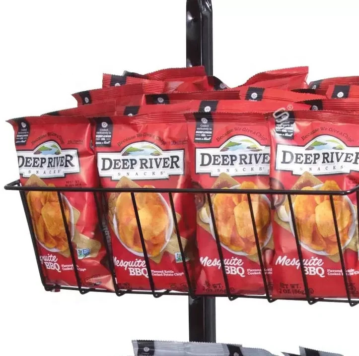 Retail Store Convenient Potato Chips Display Rack Food Stand Display Metal biscuits chocolate Snack Display Racks