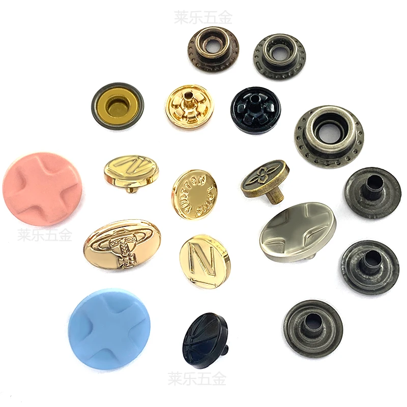 factory wholesale Garment accessories button custom logo metal Black snap buttons press set custom snap button for garments