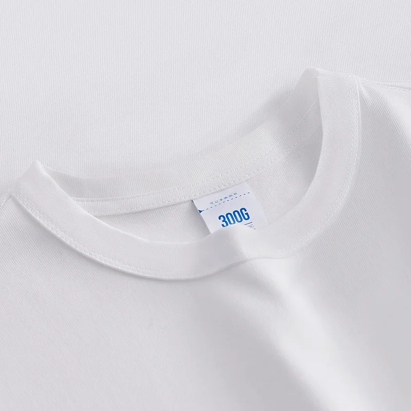 300G Pure Cotton heavy short sleeve retro crew neck base shirt unisex solid color T-shirt