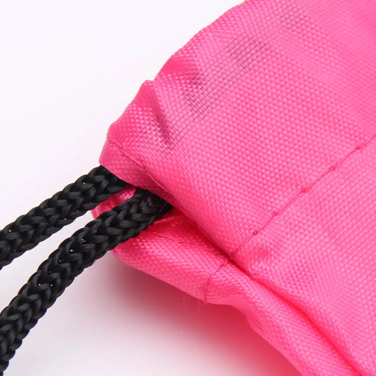 Wholesale promotional blank neon polyester drawstring backpack sports cinch bags fitness gym sack