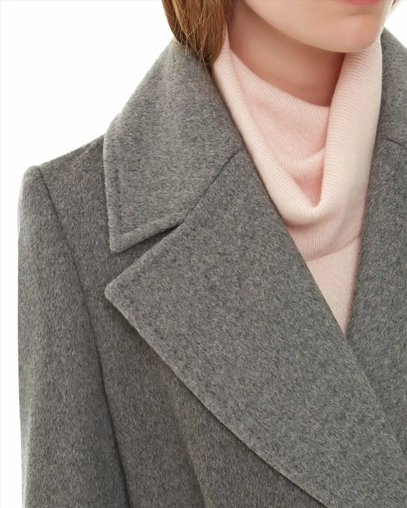 Europe Fashion Cashmere Long Coats Woman Wear Wool Blend Coat Wholesale Coat with Belt