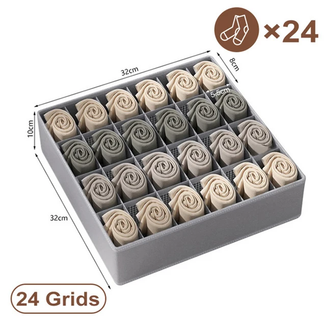 24/16/7Grids Foldable Underwear Organizer Cabinets Drawer Underwear Storage Box Hard Bra Socks Organizer Closet Clothes Storage