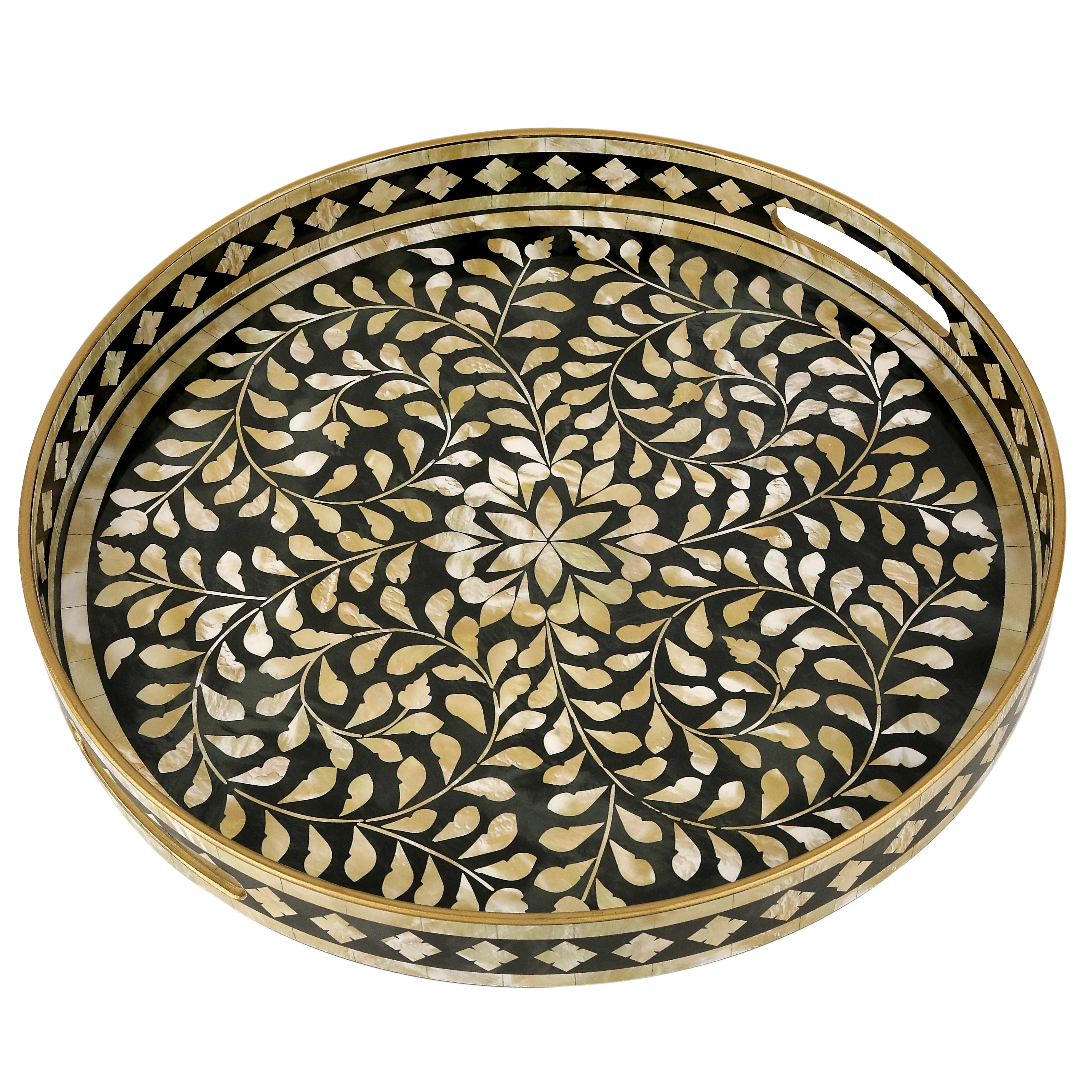 Rustic Brown Two-Tier Tray with Handle,Decorative Organizer for Kitchen Counter Top, Dining Room Table