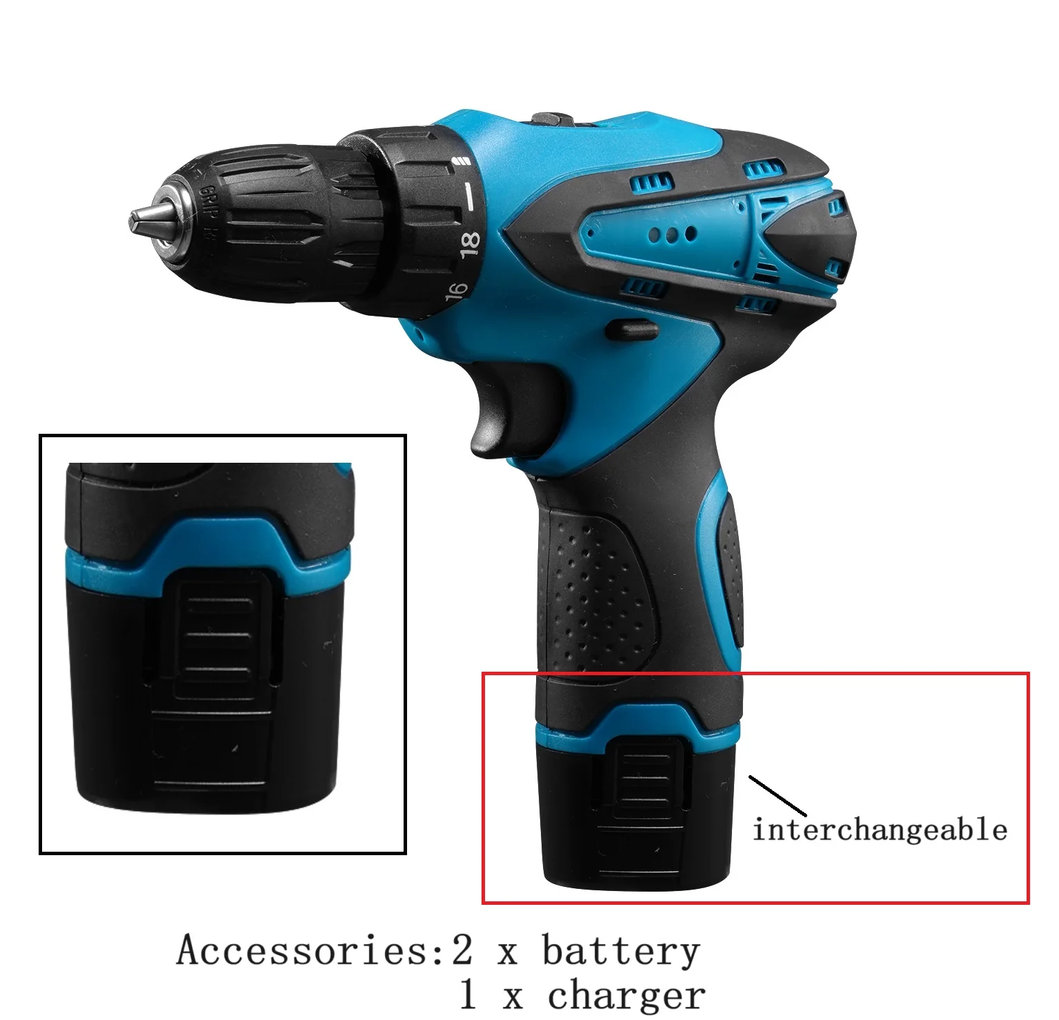 Cordless electric drill power tools with battery and charger sets wireless screwdriver