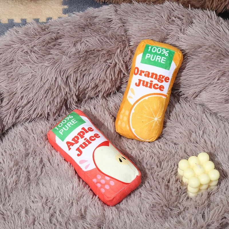 2023 Wholesale Pet toys  customized realistic recycled plush soft squeaky juice  pet cute dog toys