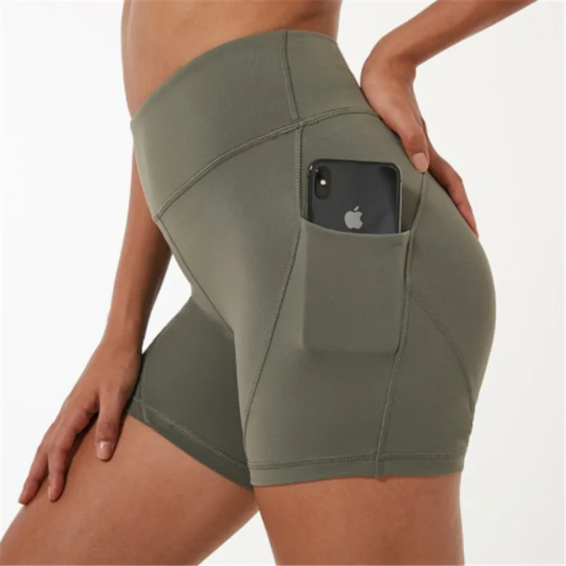 Women Plain High Waist Compression Soft Quick Dry Running Fitness Shorts manufacturer