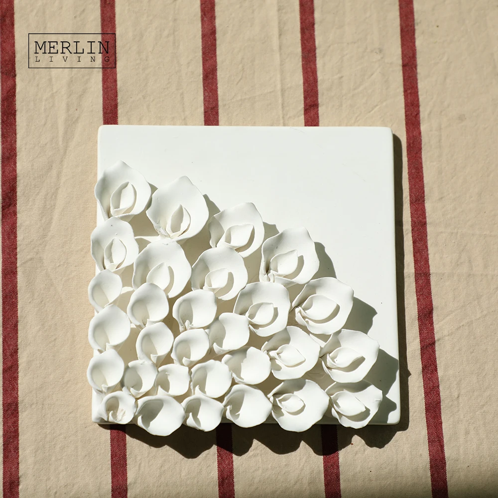 Merlin Living Handmade Ceramic Wall Art Flowers Abstract Wall Art Modern Other Home Decor Chaozhou Ceramic Factory