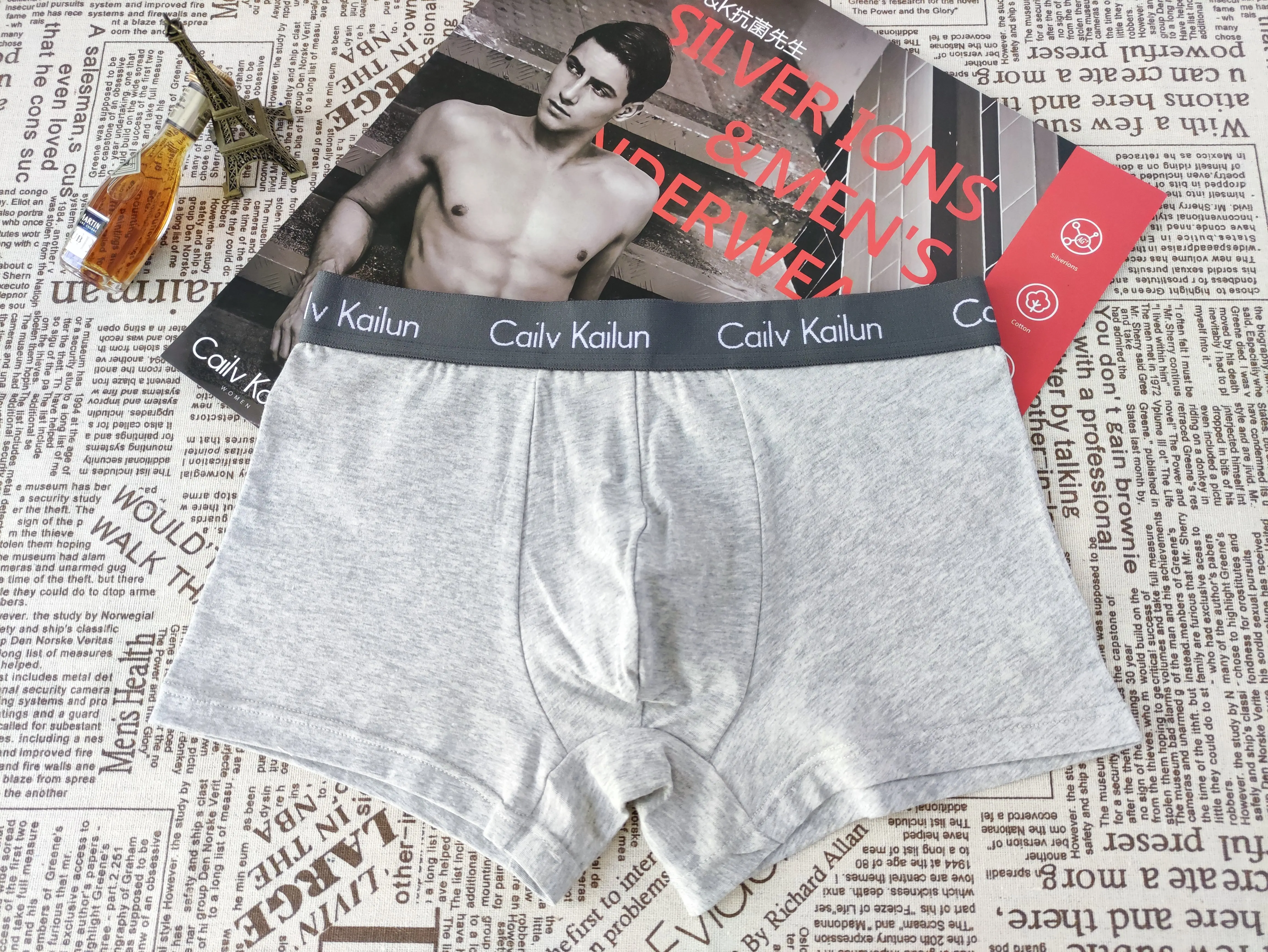 
Men Underwear Boxer Briefs Mens Comfortable Boxer Briefs Jacquard Elastic Waistband Anti Bacterial 