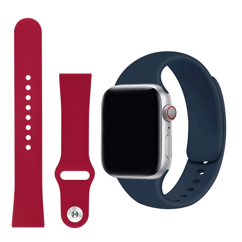 20/22MM High-end Style Silicone Sports Strap Universal Solid Color Strap for Smart Watch Strap for Fit bit Wrist Watch