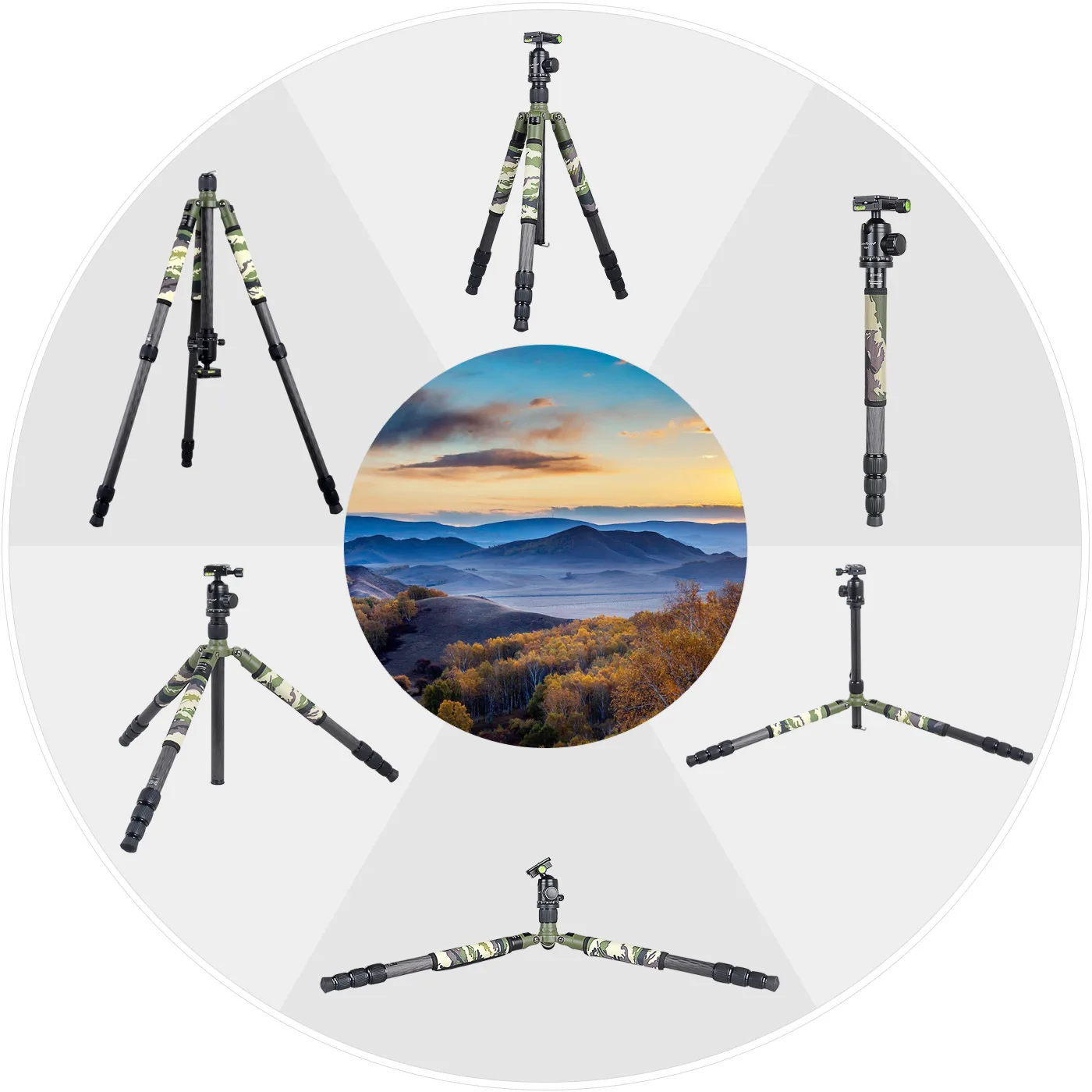 High Quality Outdoor  Retractable Portable Heavy Duty Twist Lock Tripod Carbon Fiber 1730MM