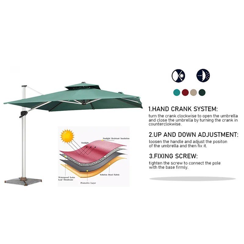 Outdoor Furniture Umbrella & bases Large Cantilever square Parasol 3m Garden cheap Parasol sun patio umbrellas