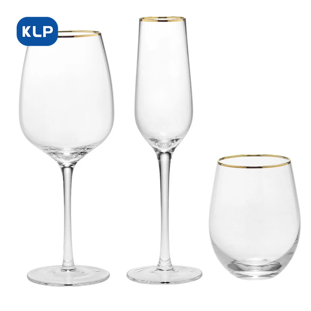 KLP Various Logo and Color Available Glassware with Gold Rim Custom Gold Rimmed Wine Glasses champagne glass