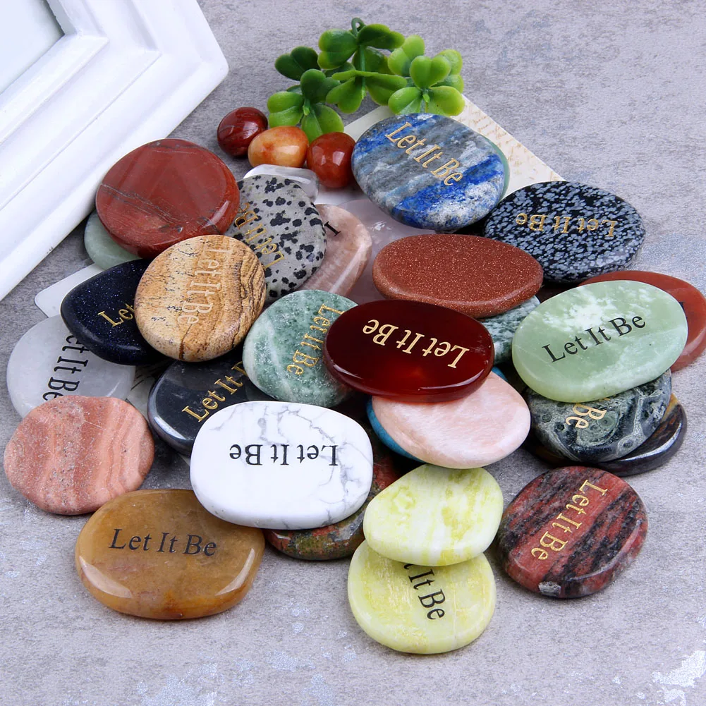 Bulk Wholesale Natural Gemstone  Engraved Inspirational Words Pocket Stones