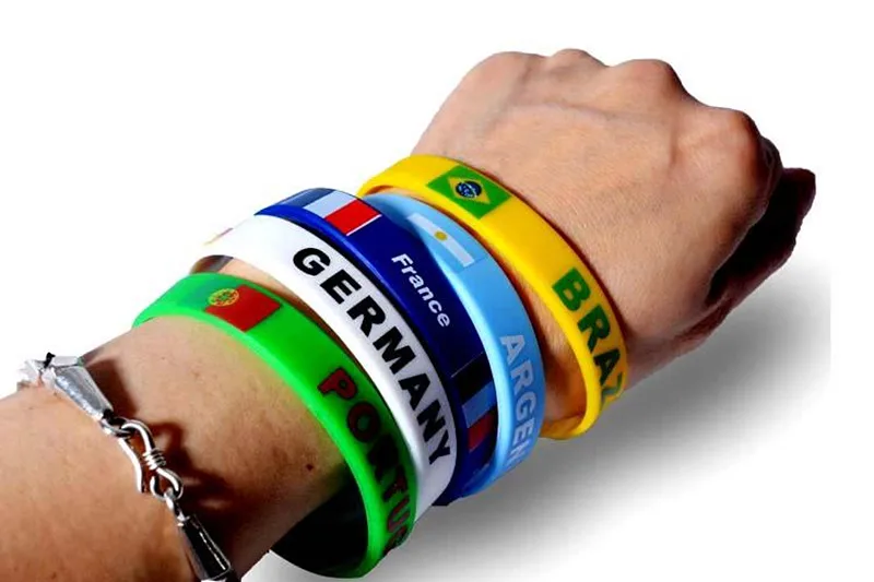 Country World Flag Engraved Bracelet Bangle Print Sports Silicone Wristband Men Women Elastic Rubber Band Bracelets