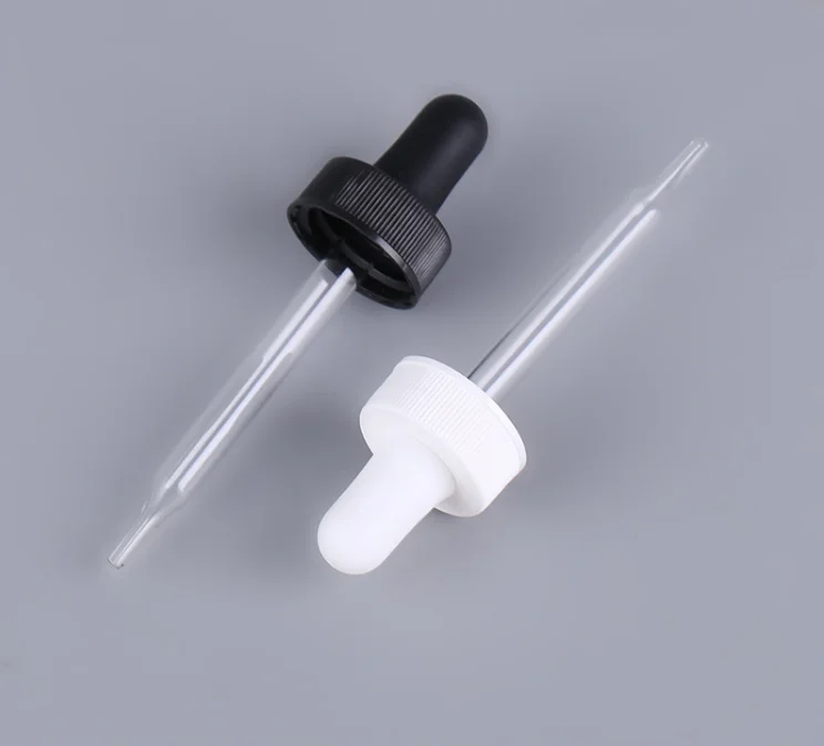 Wholesale 18-400 20-400 22-400 24-400 Nitrile or Silicone Rubber Bulb Etched Measuring Glass Dropper for Boston Glass Bottle