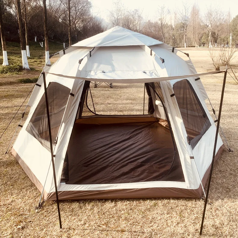 Factory Price Tent Waterproof Double Layer Sunshade 3-4 Person Custom Automatic Set Up Hiking Family Camping Tent Outdoor