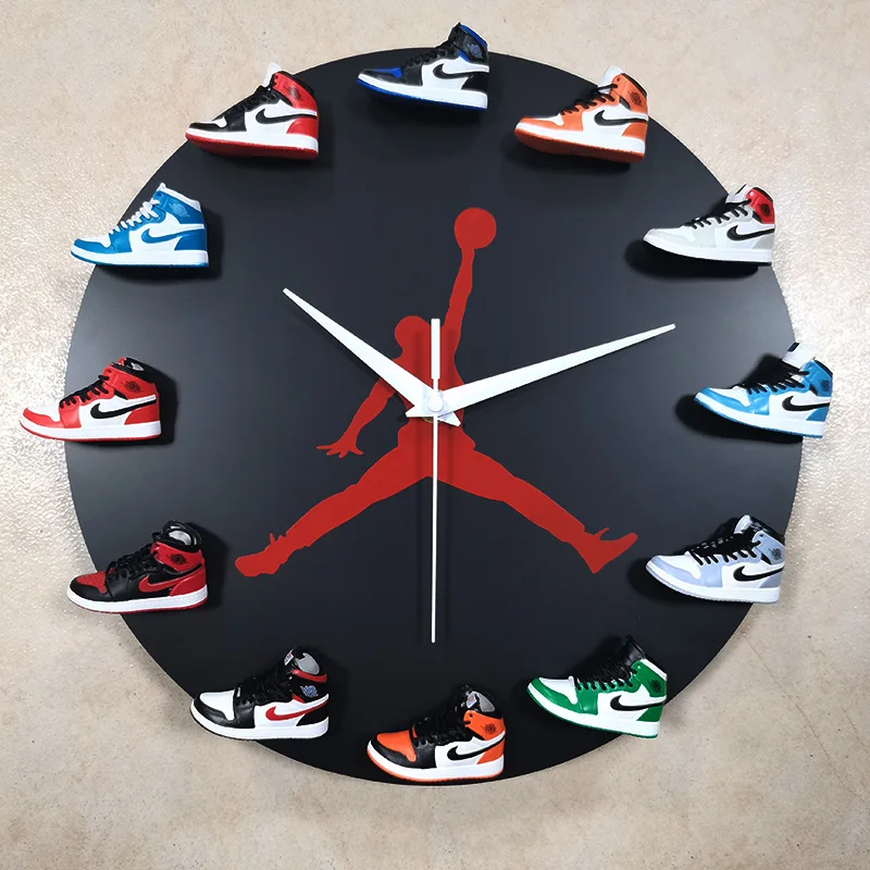 In stock 12 Inch reloj de arena Basketball Shoes l AJ wall clock home decor diy sneaker Jor-dan nik-e shoes  wall clocks